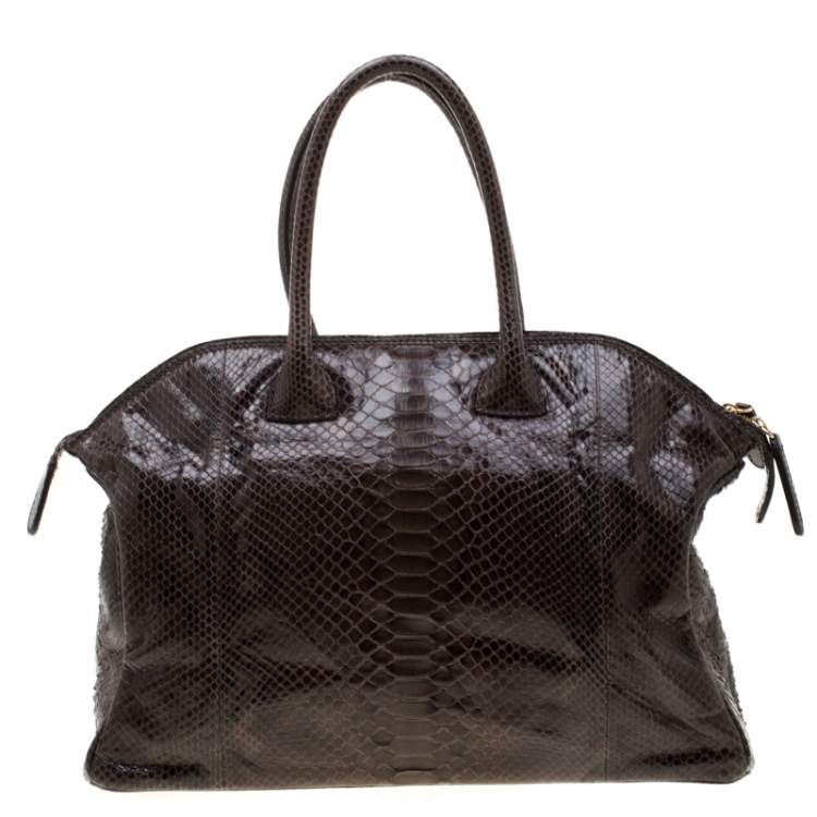 Pre Owned Zagliani Brown Python Tomodachi Weekender Bag