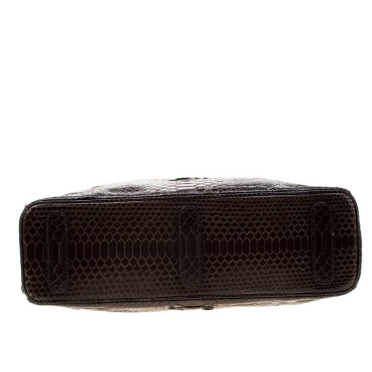 Pre Owned Zagliani Brown Python Tomodachi Weekender Bag