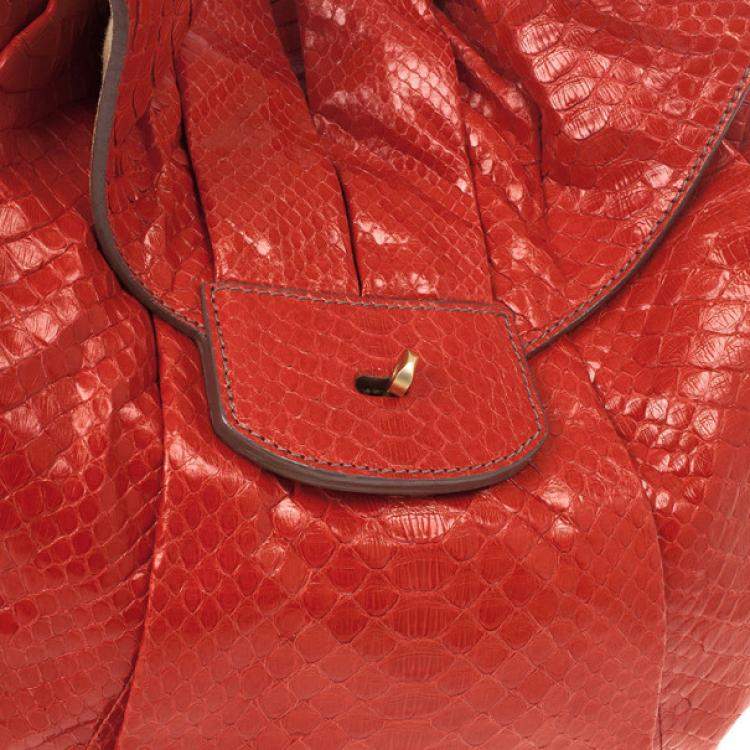 Pre Owned Zagliani Red Matte Python JJ Bag