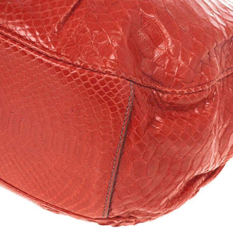 Pre Owned Zagliani Red Matte Python JJ Bag