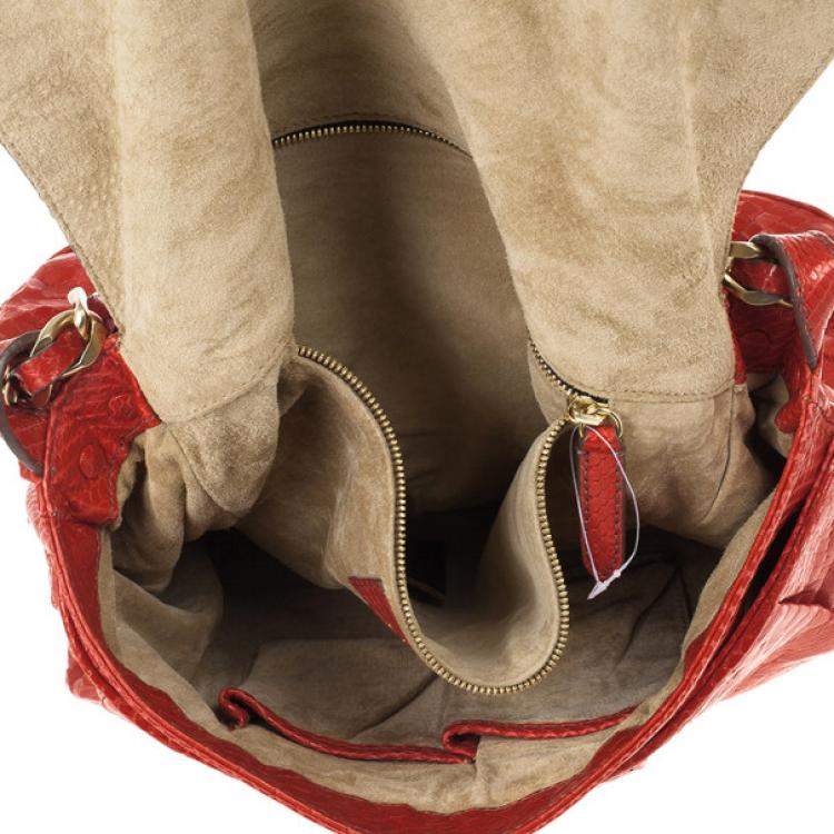 Pre Owned Zagliani Red Matte Python JJ Bag