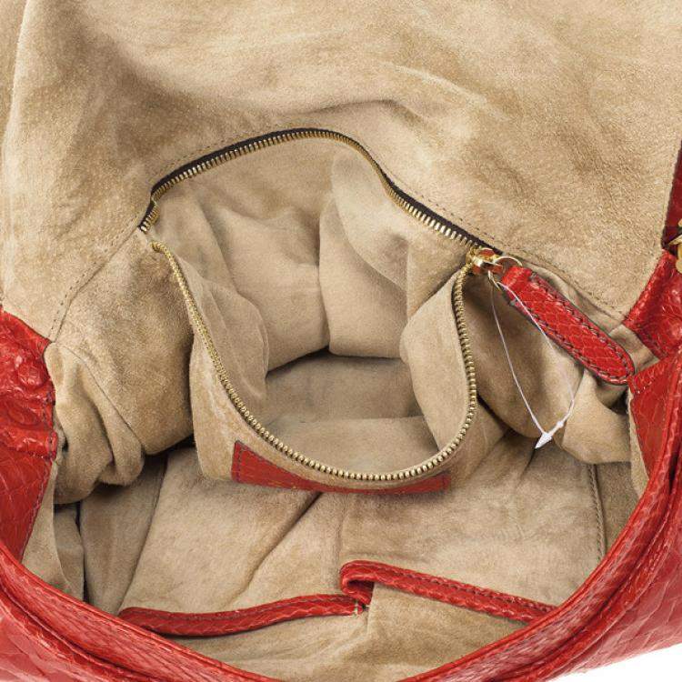 Pre Owned Zagliani Red Matte Python JJ Bag