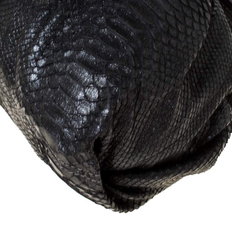 Pre Owned Zagliani Black Metallic Python Leather Shoulder Bag