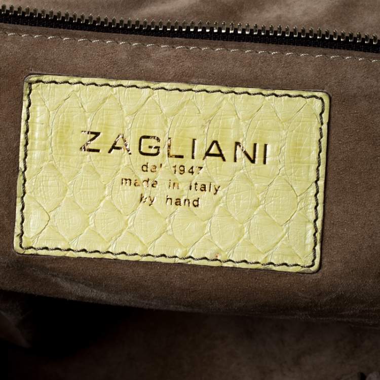 Pre Owned Zagliani Multicolor Woven Leather and Python Tomodachi Satchel 