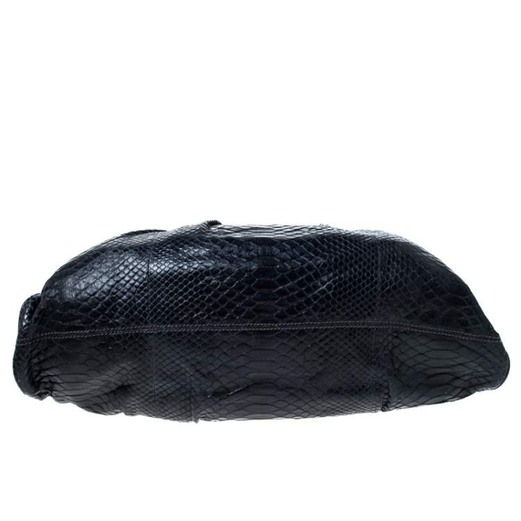 Pre Owned Zagliani Navy Blue Python Puffy Hobo