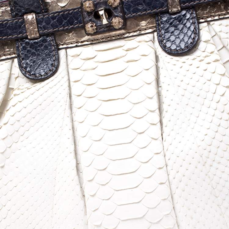 Pre Owned Zagliani Multicolor Python Small Puffy Bag