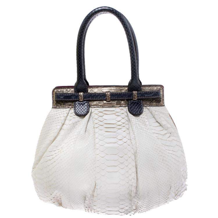 Pre Owned Zagliani Multicolor Python Small Puffy Bag