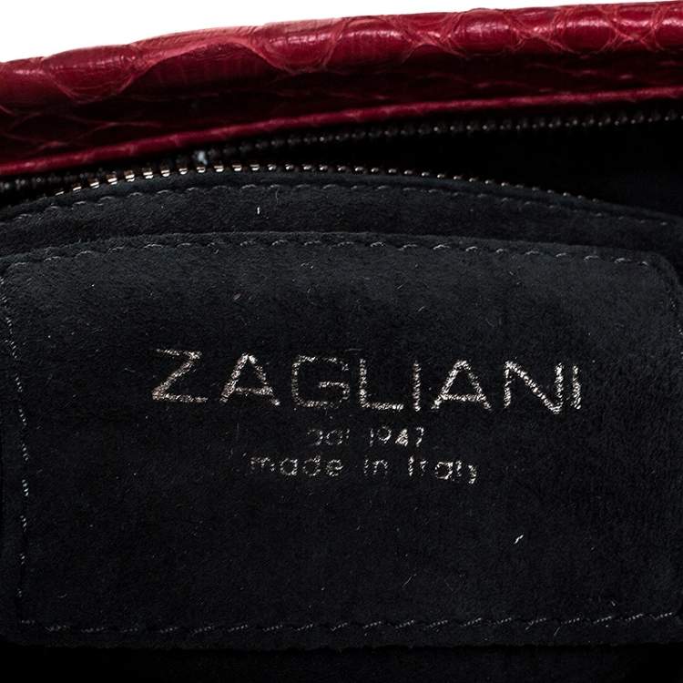 Pre Owned Zagliani Red Python Leather Flash Clutch