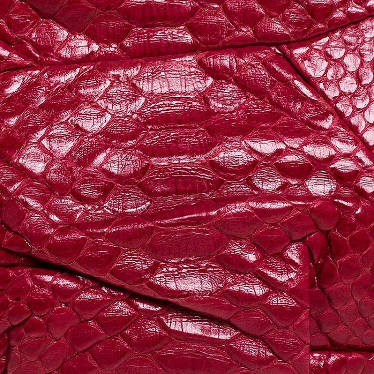 Pre Owned Zagliani Red Python Leather Flash Clutch