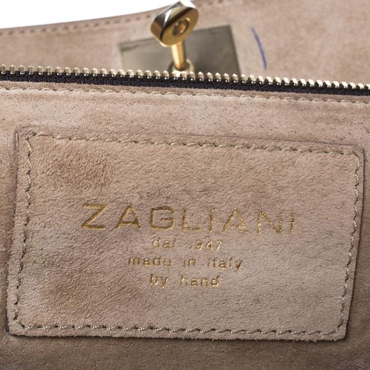 Pre Owned Zagliani Metallic Peach and Grey Python Puffy Hobo