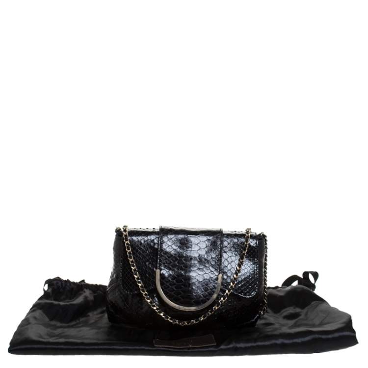 Pre Owned Zagliani Black Python Shoulder Bag