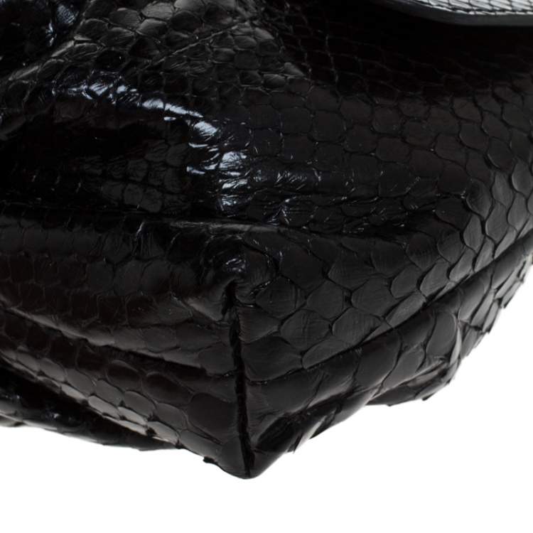 Pre Owned Zagliani Black Python Shoulder Bag