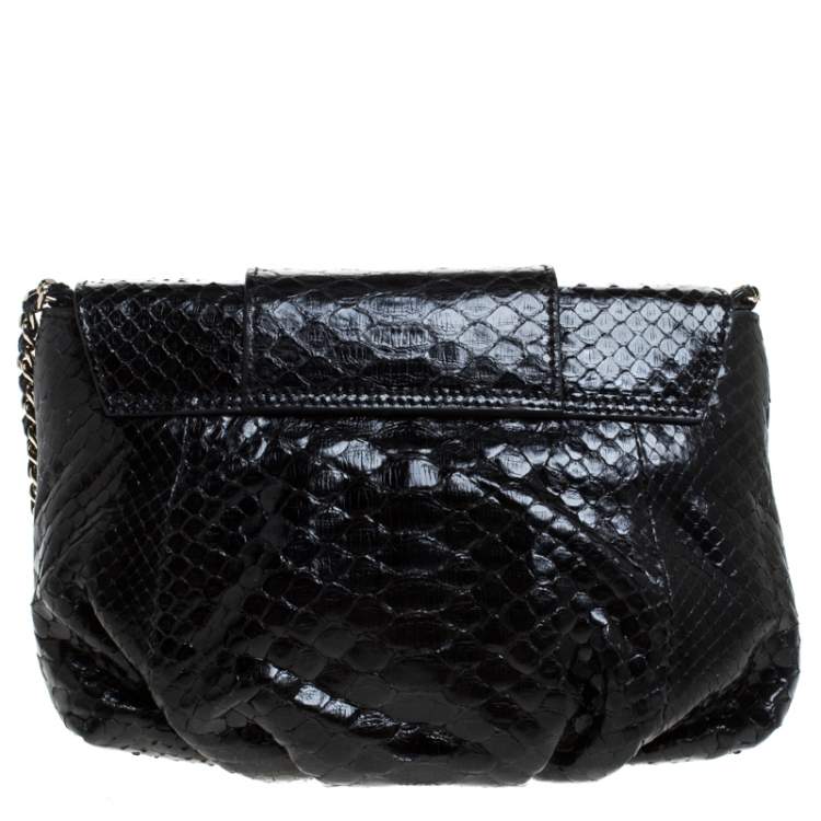 Pre Owned Zagliani Black Python Shoulder Bag