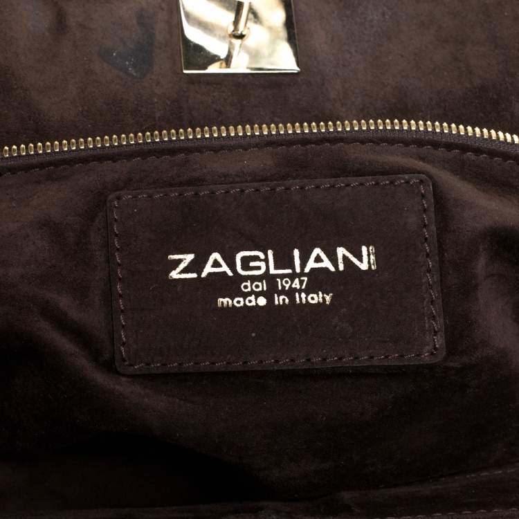 Pre Owned Zagliani Metallic Gold Python Puffy Hobo