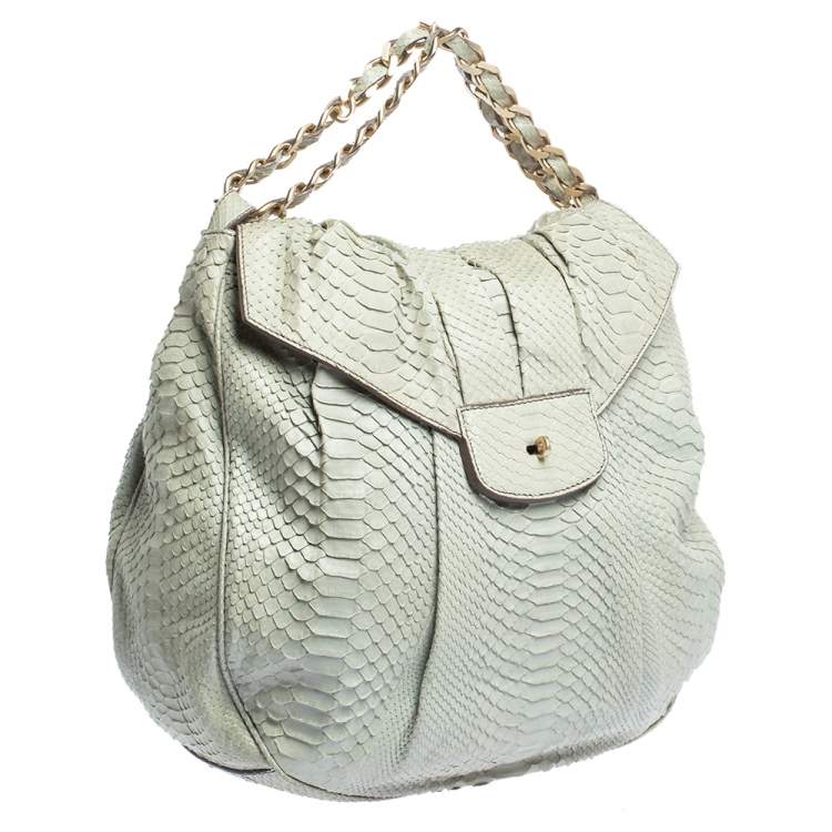 Pre Owned Zagliani Pale Green Python JJ Hobo