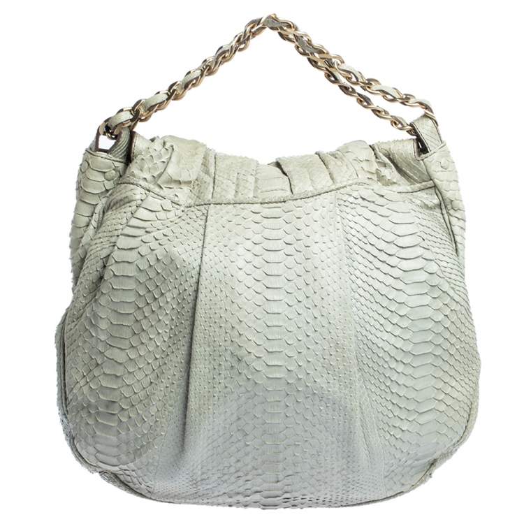 Pre Owned Zagliani Pale Green Python JJ Hobo