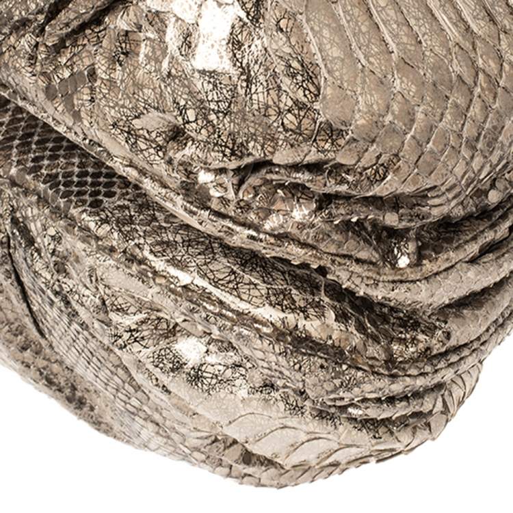 Pre Owned Zagliani Metallic Python Small Puffy Hobo