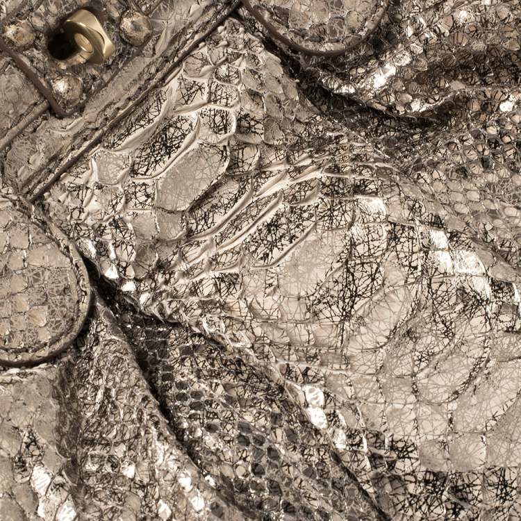 Pre Owned Zagliani Metallic Python Small Puffy Hobo