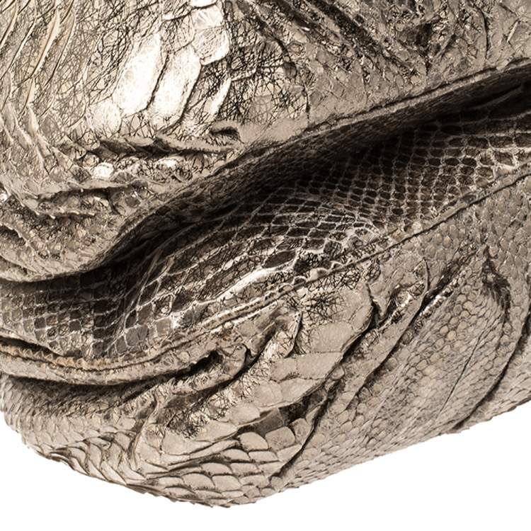 Pre Owned Zagliani Metallic Python Small Puffy Hobo