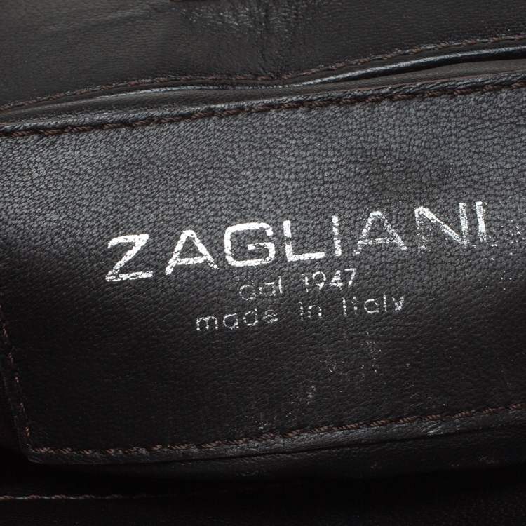 Pre Owned Zagliani Silver Python Turnlock Clutch 