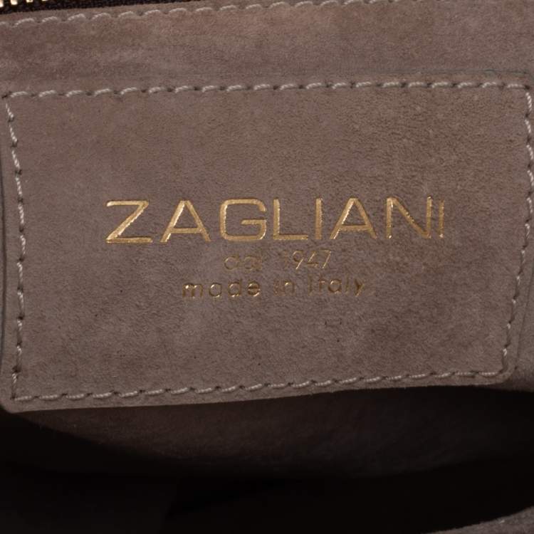 Pre Owned Zagliani Metallic Bronze/Brown Gold Python Puffy Hobo