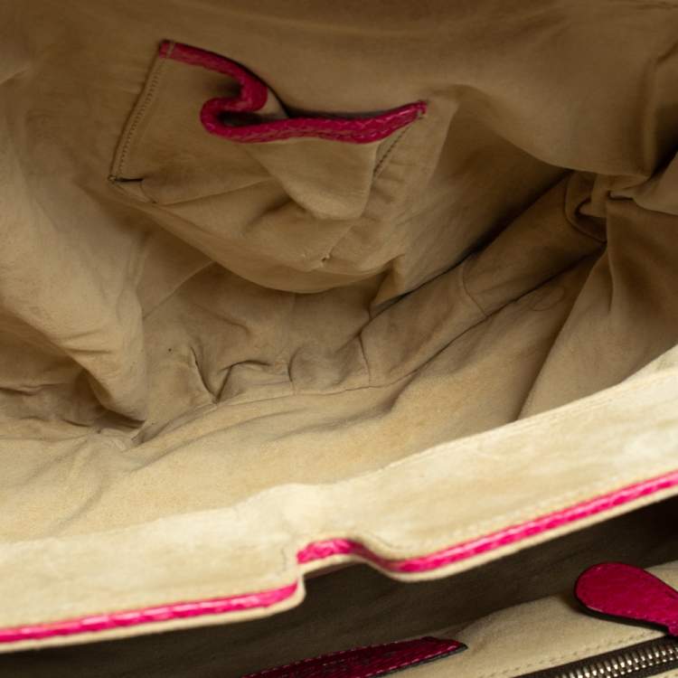 Pre Owned Zagliani Pink Python Puffy Hobo