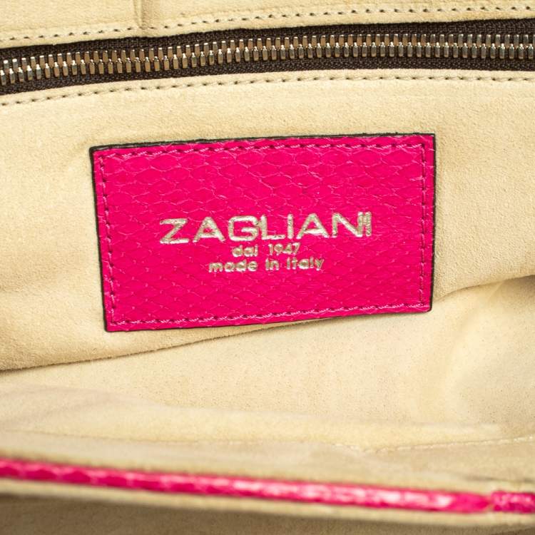 Pre Owned Zagliani Pink Python Puffy Hobo