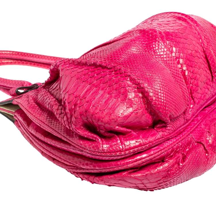 Pre Owned Zagliani Pink Python Puffy Hobo