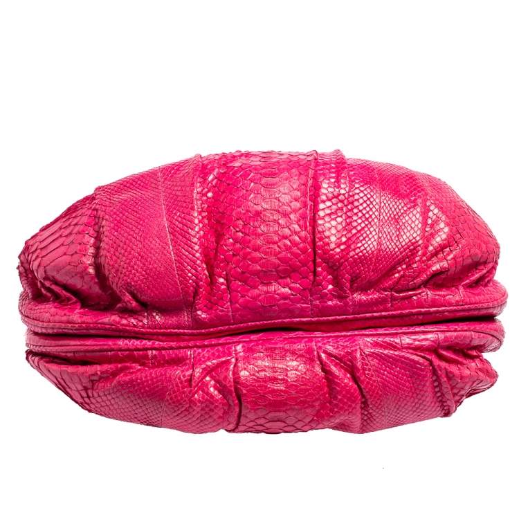 Pre Owned Zagliani Pink Python Puffy Hobo