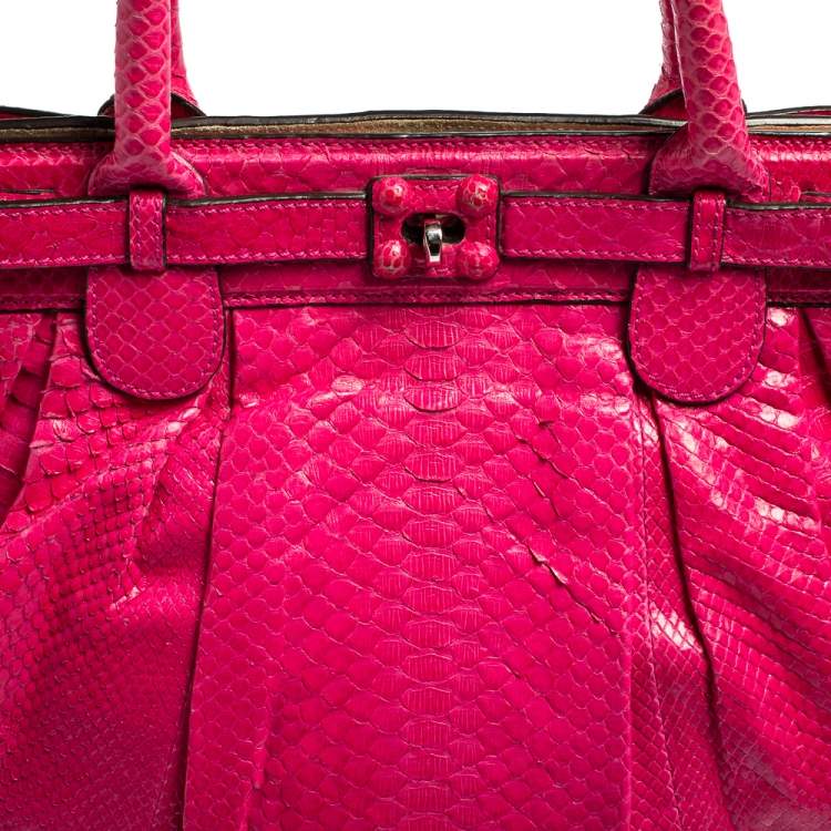Pre Owned Zagliani Pink Python Puffy Hobo