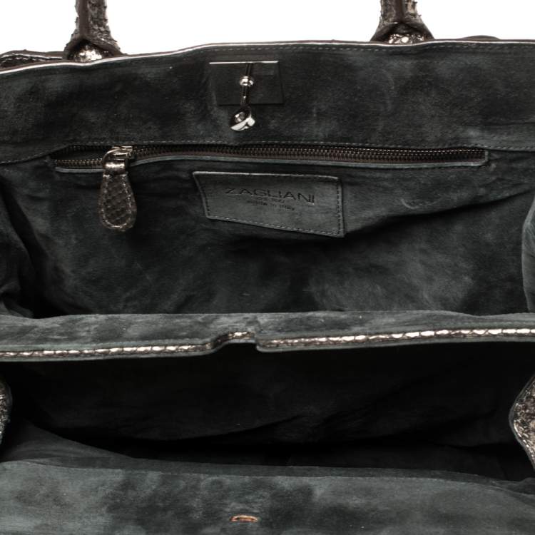 Pre Owned Zagliani Metallic Python Puffy Hobo