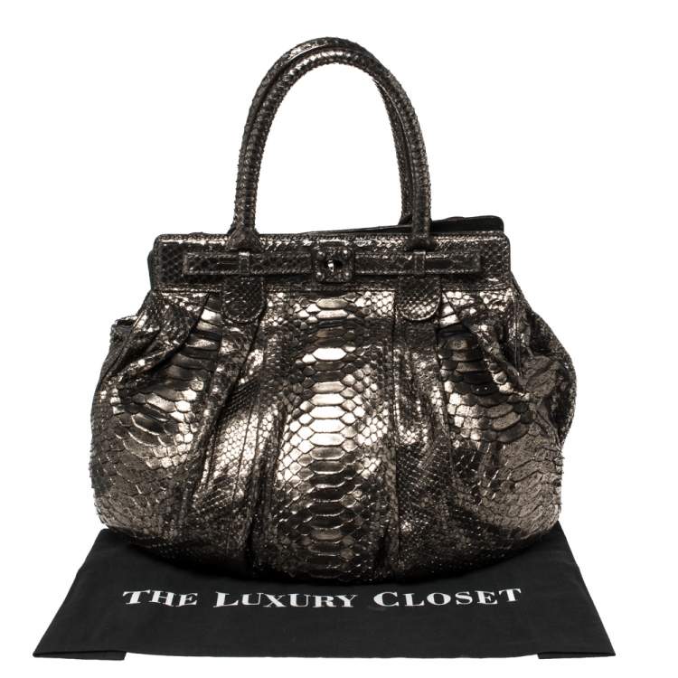 Pre Owned Zagliani Metallic Python Puffy Hobo