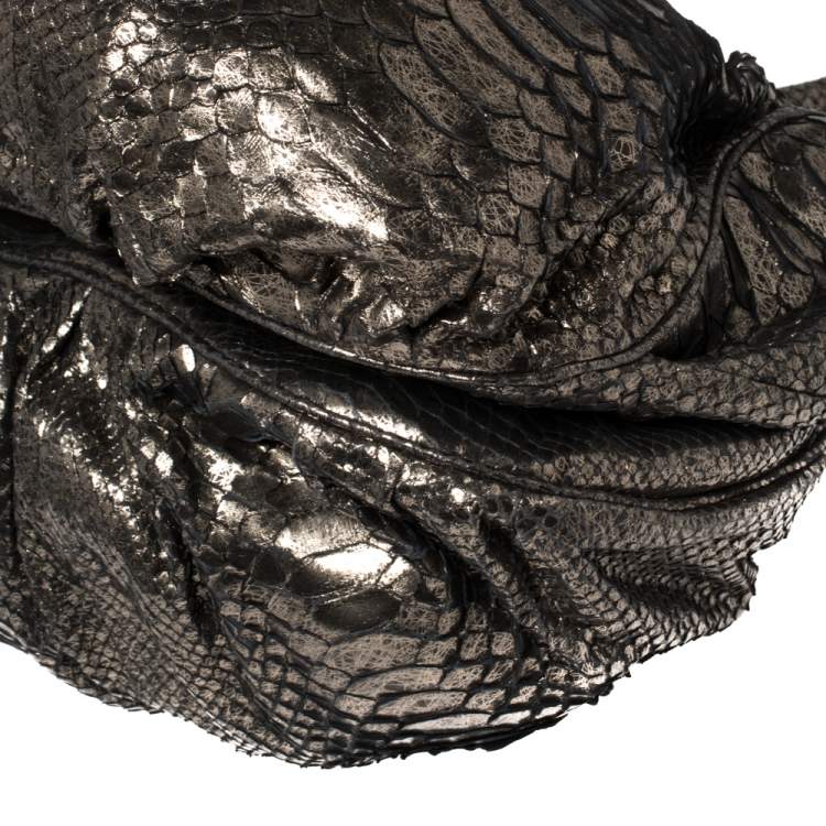 Pre Owned Zagliani Metallic Python Puffy Hobo