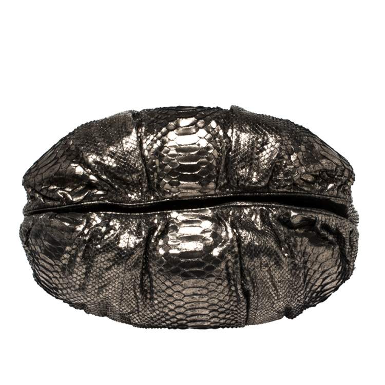 Pre Owned Zagliani Metallic Python Puffy Hobo