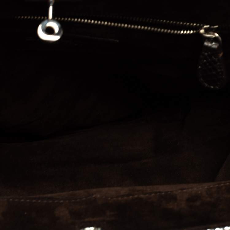 Pre Owned Zagliani Metallic Silver Python Puffy Hobo
