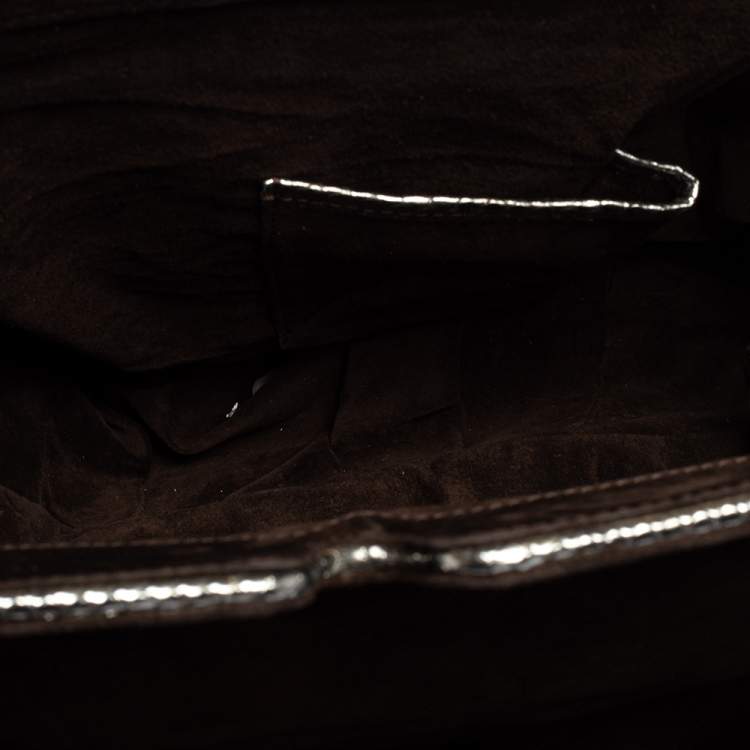 Pre Owned Zagliani Metallic Silver Python Puffy Hobo