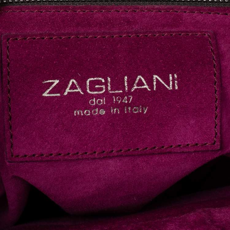Pre Owned Zagliani Metallic Grey Pewter Satchel