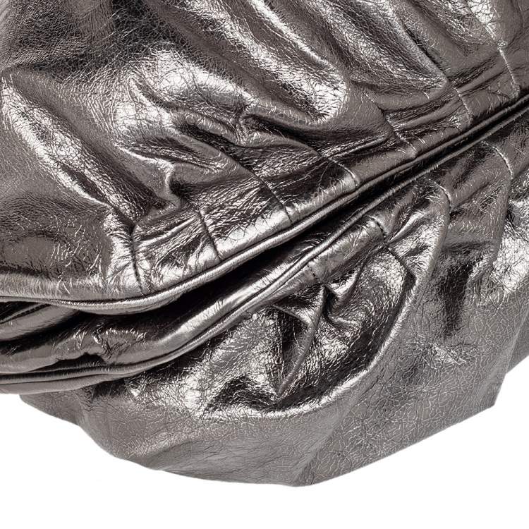 Pre Owned Zagliani Metallic Grey Pewter Satchel