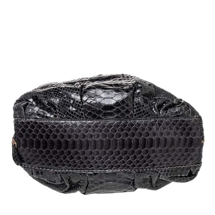 Pre Owned Zagliani Black Python Leather Satchel