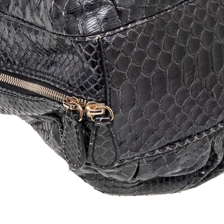 Pre Owned Zagliani Black Python Leather Satchel