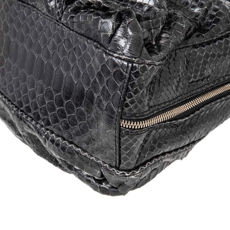 Pre Owned Zagliani Black Python Leather Satchel