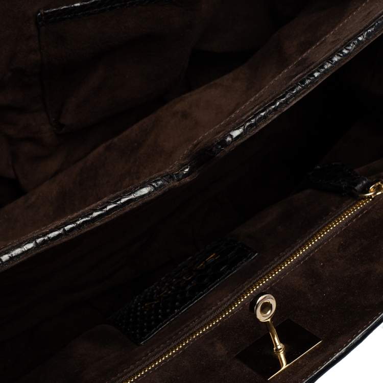 Pre Owned Zagliani Black Python Puffy Hobo