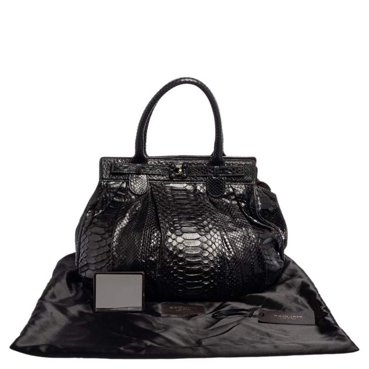 Pre Owned Zagliani Black Python Puffy Hobo