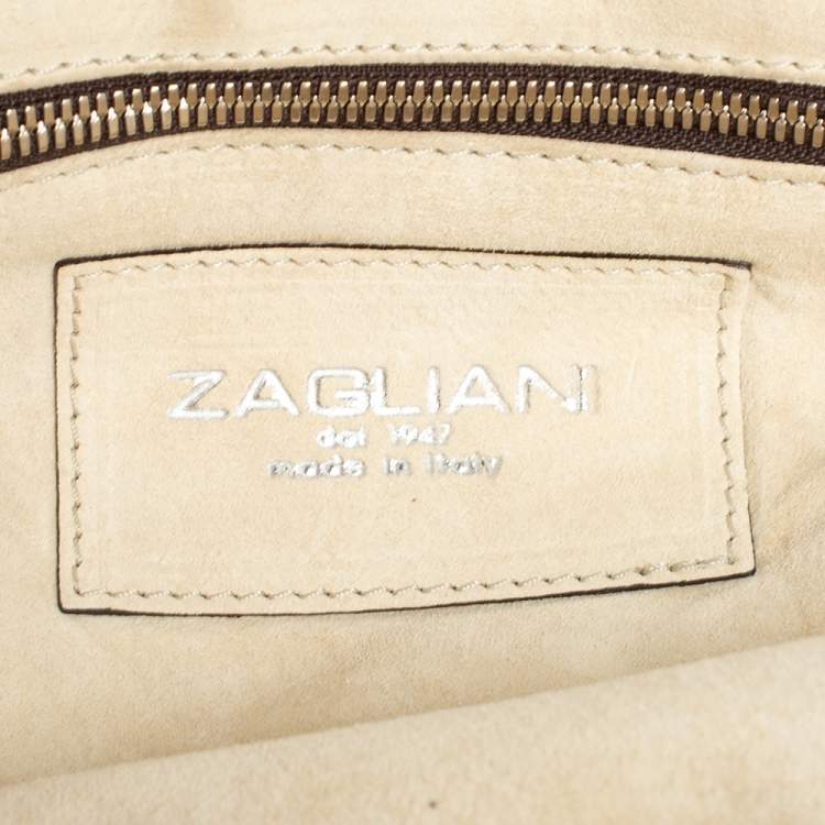 Pre Owned Zagliani Metallic Silver/Gold Python Puffy Satchel