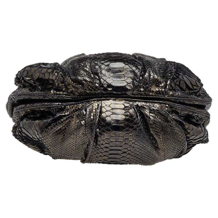 Pre Owned Zagliani Metallic Two Tone Python Puffy Hobo