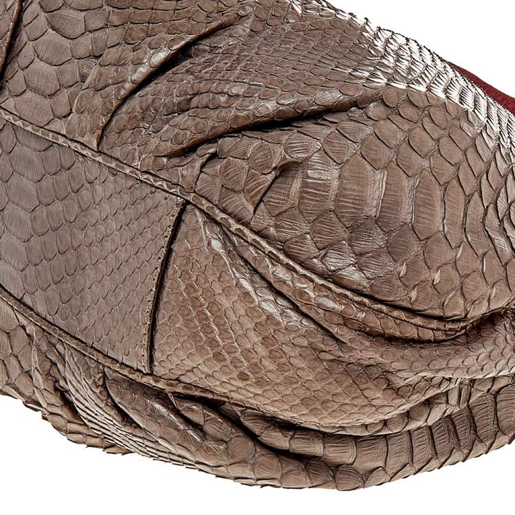 Pre Owned Zagliani Brown Python Leather Shoulder Bag