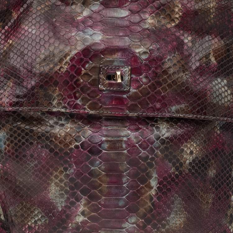 مملوكة مسبقًا Zagliani Multicolor Python Leather Chain Hobo