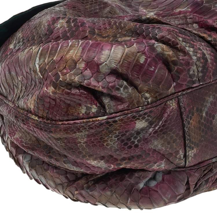 مملوكة مسبقًا Zagliani Multicolor Python Leather Chain Hobo