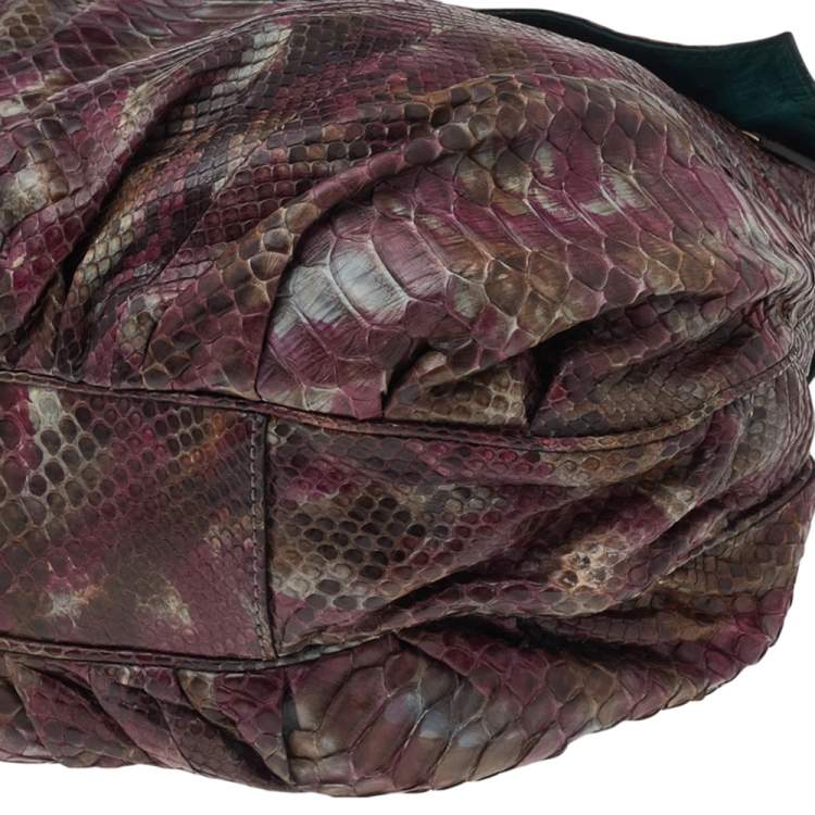 مملوكة مسبقًا Zagliani Multicolor Python Leather Chain Hobo