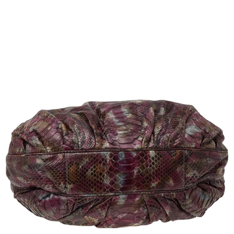 مملوكة مسبقًا Zagliani Multicolor Python Leather Chain Hobo